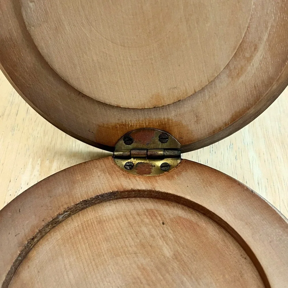 Vintage MCM Wood Hamburger Press Longhorn Steer Western Made in Japan Hinged